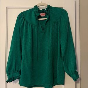 Kate Spade Emerald Blouse with Ruffle Details